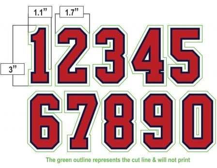 3" Red On Navy On White Precision-Cut Number - Image 4