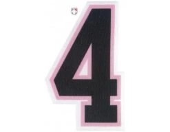 4" Black On Pink On White Precision-Cut Number