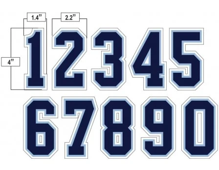 4" Navy On Powder Blue On White Precision-Cut Number - Image 2