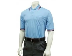 Smitty Umpire Smitty Pro Knit Umpire Shirt - Powder Blue With Red-White-Navy Trim