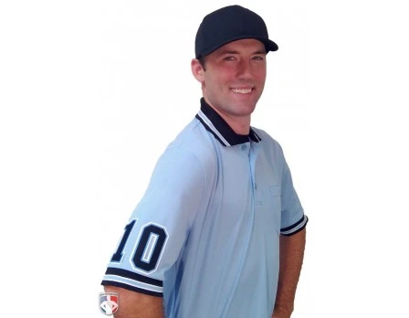 Smitty Umpire Smitty Pro Knit Umpire Shirt - Powder Blue With Black Collar - Image 4