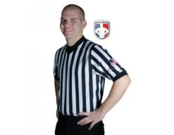 Smitty Officials Apparel Smitty Dye Sublimated 1" Stripe V-Neck Referee Shirt With USA FLAG