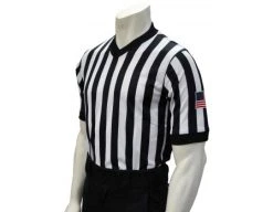 Smitty Officials Apparel Smitty Dye Sublimated Side Panel 1" Stripe V-Neck Referee Shirt With USA FLAG