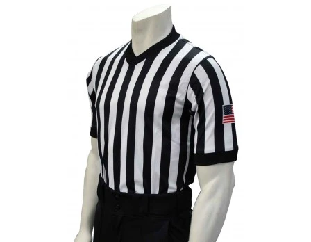 Smitty Officials Apparel Smitty Dye Sublimated Side Panel 1" Stripe V-Neck Referee Shirt With USA FLAG